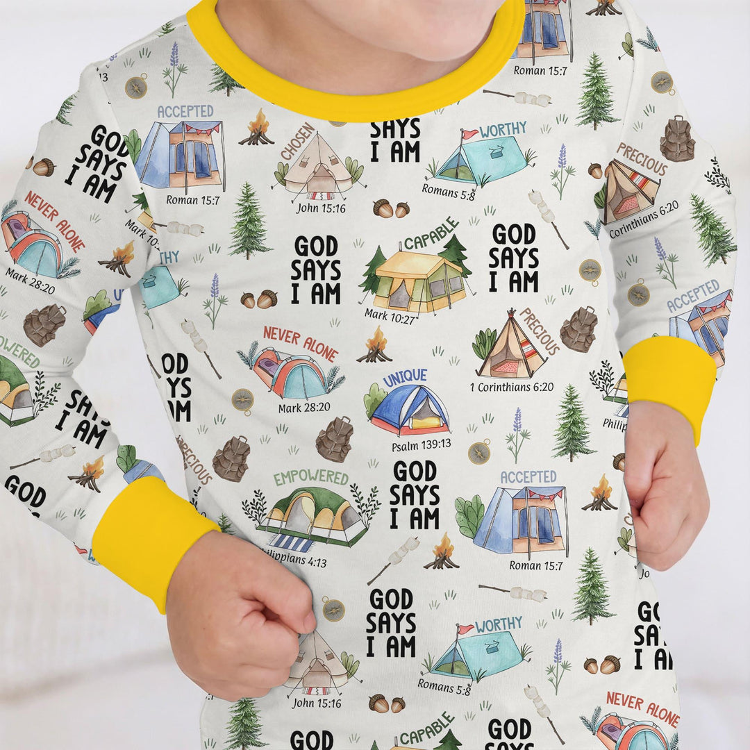 God Says I Am – Adventure Affirmations Bamboo Two Piece Long Sleeve Pajama Set