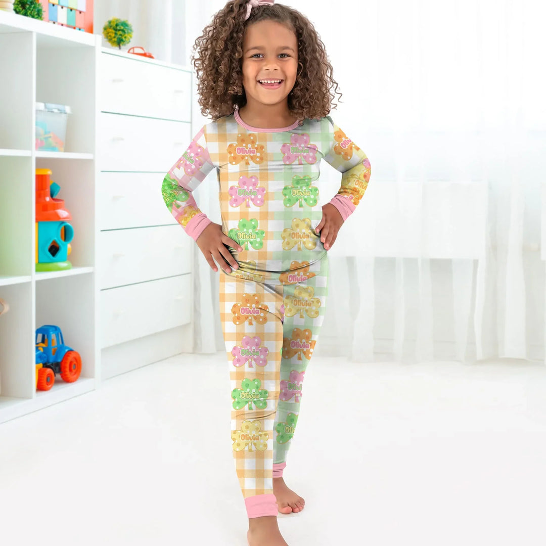 Lucky Shamrock Bamboo Two Piece Long Sleeve Pajama Set