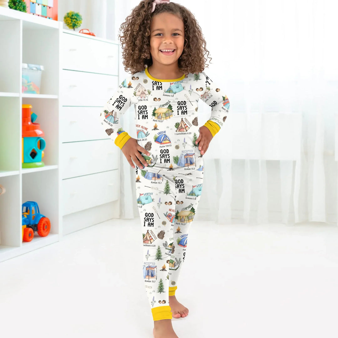 God Says I Am – Adventure Affirmations Bamboo Two Piece Long Sleeve Pajama Set
