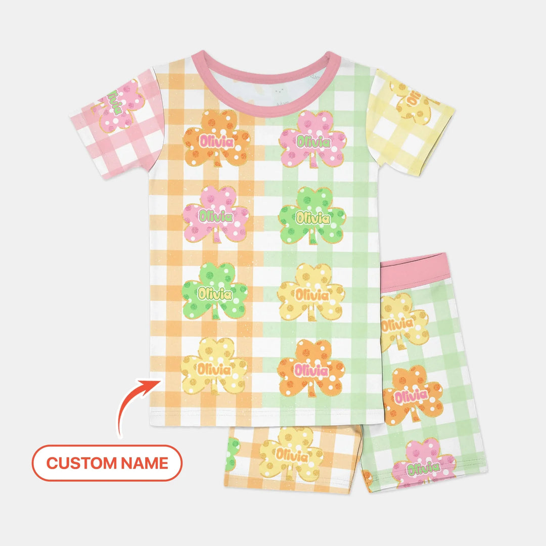 Lucky Shamrock Bamboo Two Piece Short Sleeve Shorts Pajama Set