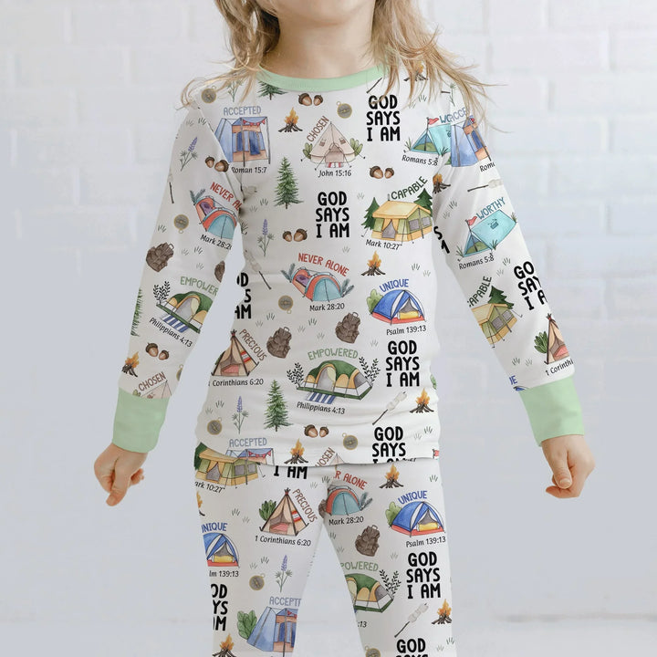 God Says I Am – Adventure Affirmations Bamboo Two Piece Long Sleeve Pajama Set