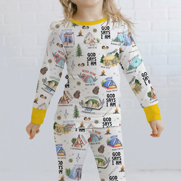 God Says I Am – Adventure Affirmations Bamboo Two Piece Long Sleeve Pajama Set