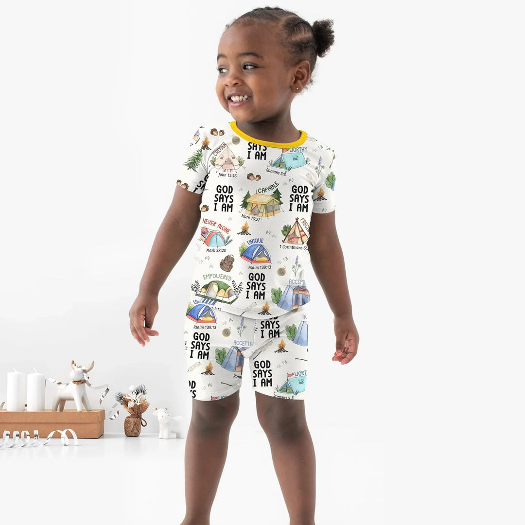 God Says I Am – Adventure Affirmations Short Sleeve Shorts Pajama Set