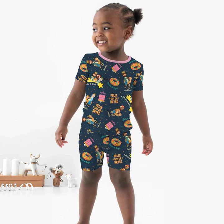 Feliz Dia de Reyes Bamboo Two Piece Short Sleeve Shorts Pajama Set