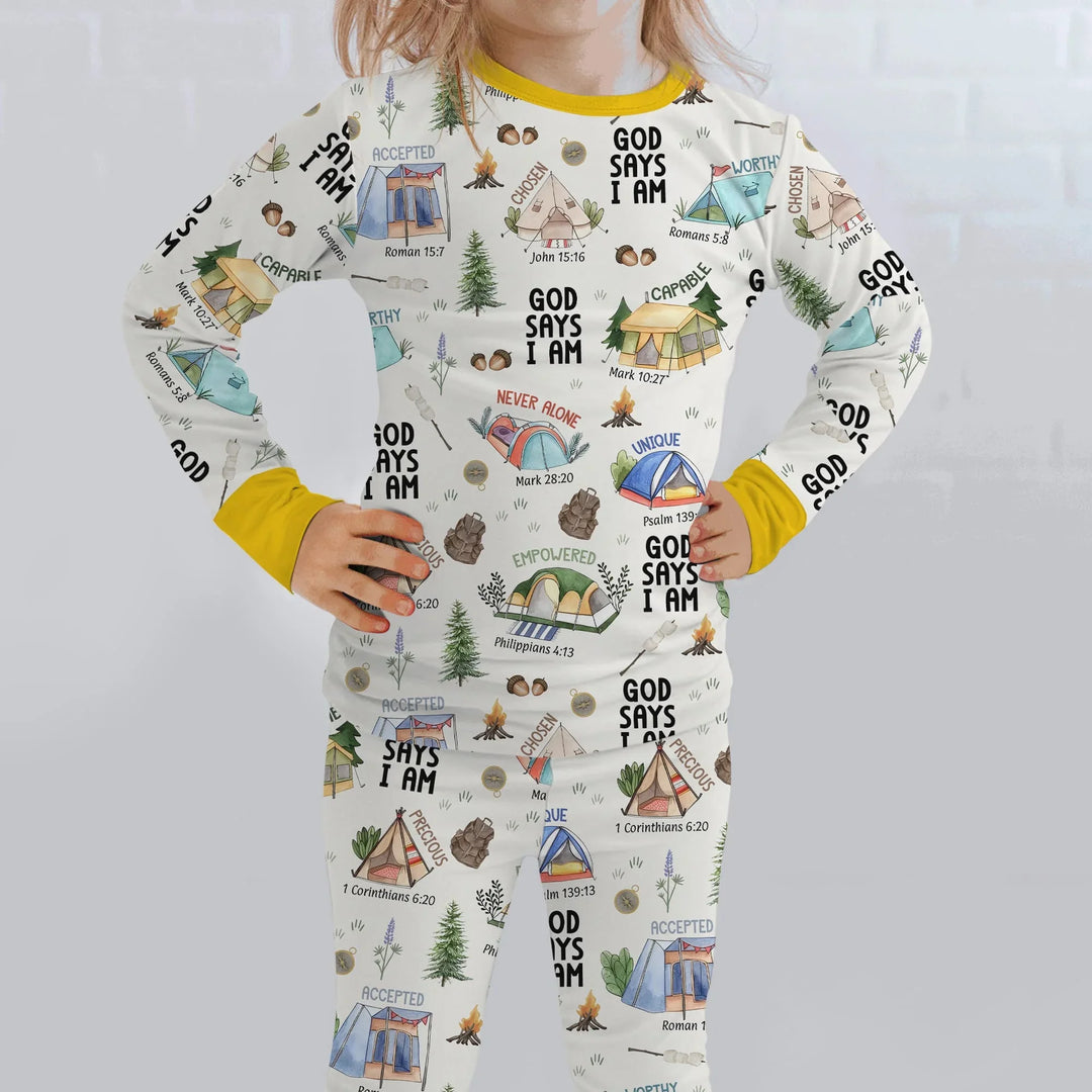 God Says I Am – Adventure Affirmations Bamboo Two Piece Long Sleeve Pajama Set