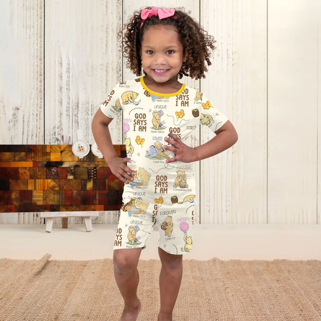 God Says I Am – Little Blessings Short Sleeve Shorts Pajama Set