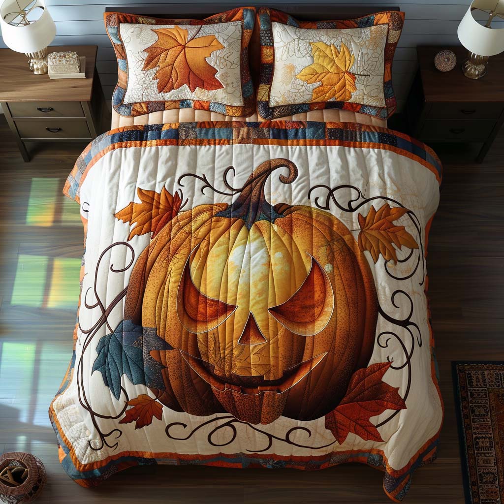 Autumn Jack O Lantern Bamboo Quilt Bedding Set