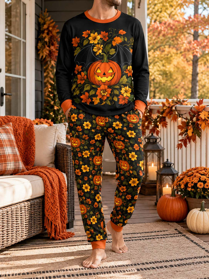 Autumn Pumpkin Bloom Bamboo Men's Pajama Set