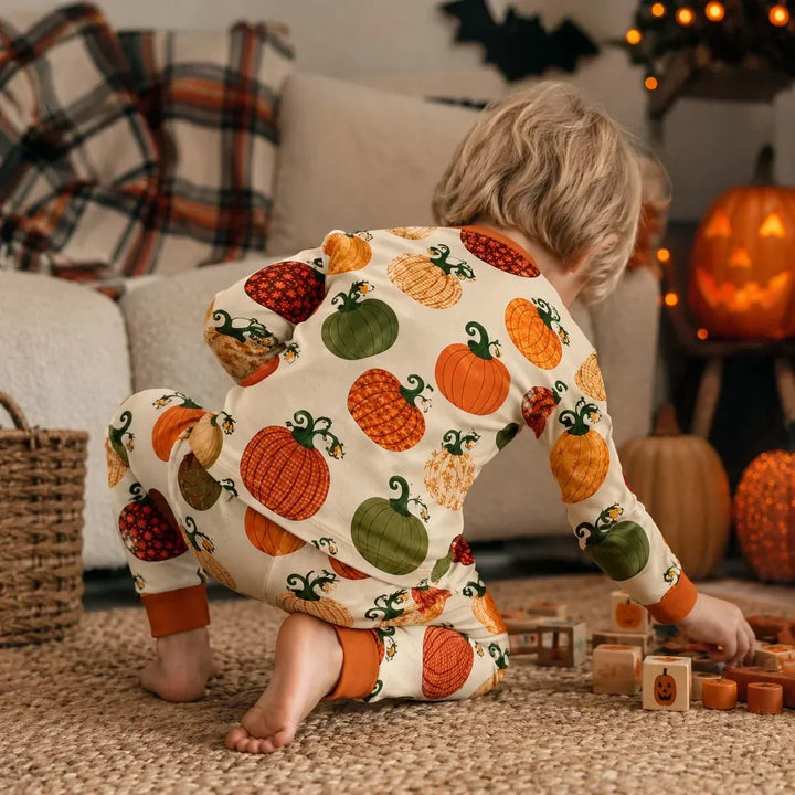 Autumn Pumpkin Parade Bamboo Two Piece Long Sleeve Pajama Set