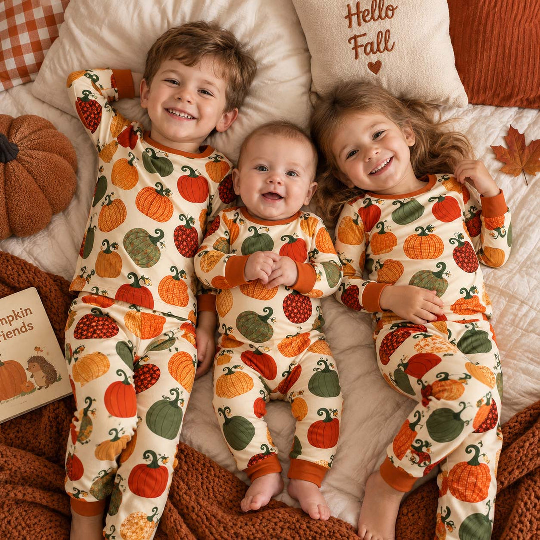 Autumn Pumpkin Parade Bamboo Two Piece Long Sleeve Pajama Set