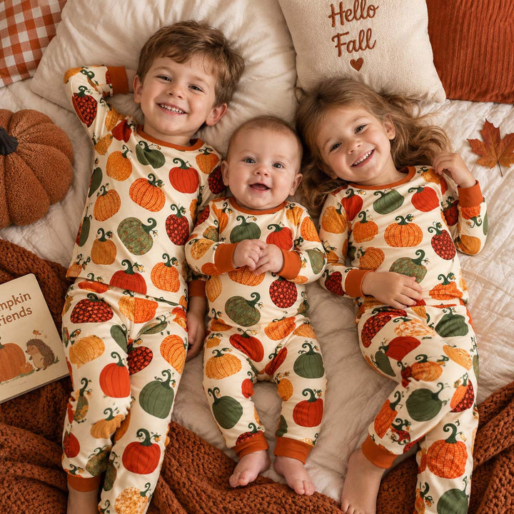 Autumn Pumpkin Parade Bamboo Two Piece Long Sleeve Pajama Set