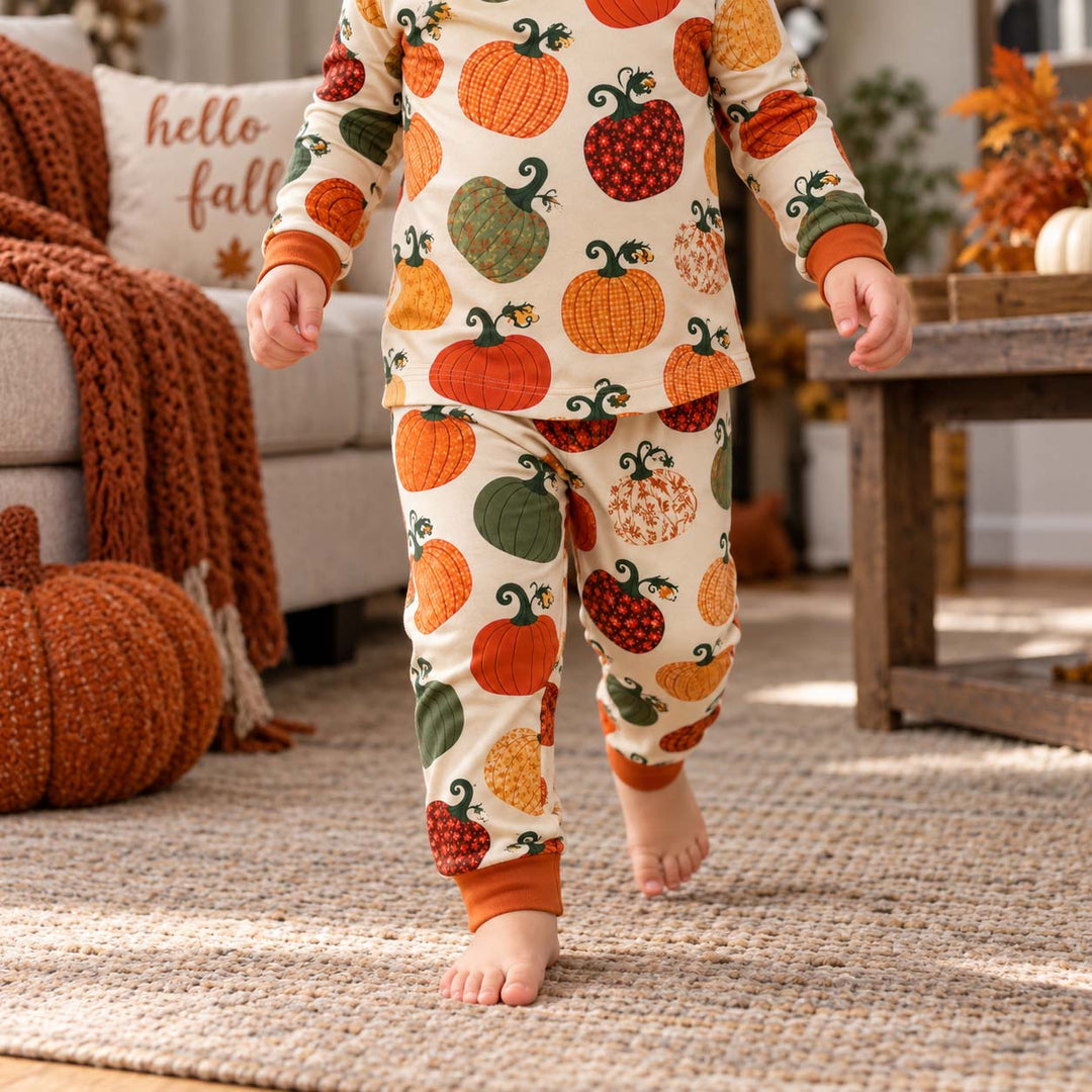 Autumn Pumpkin Parade Bamboo Two Piece Long Sleeve Pajama Set