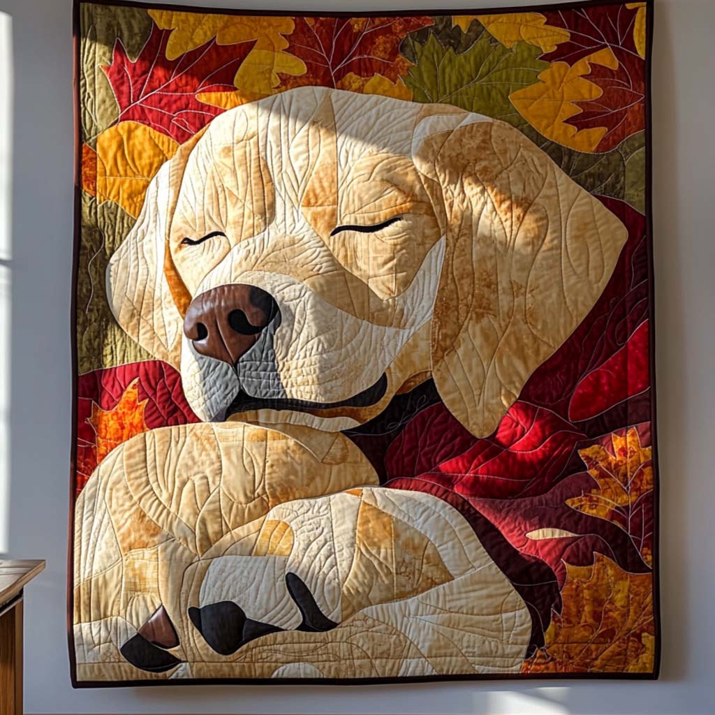 Autumn Sleeping Labrador Bamboo Quilt Blanket