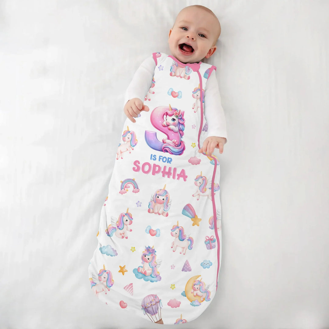 Unicorn Dreams Custom Name Bamboo Sleep Bag