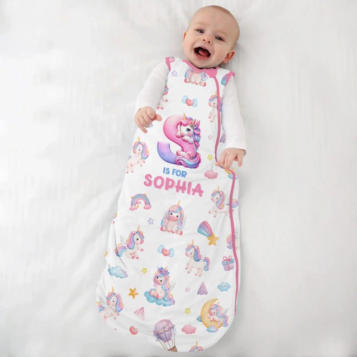 Unicorn Dreams Custom Name Bamboo Sleep Bag