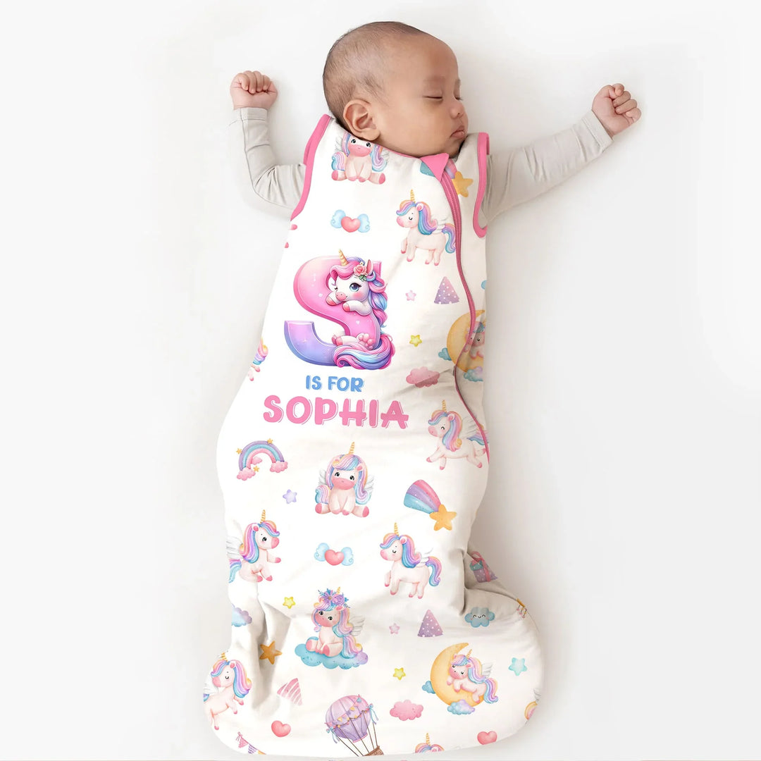 Unicorn Dreams Custom Name Bamboo Sleep Bag