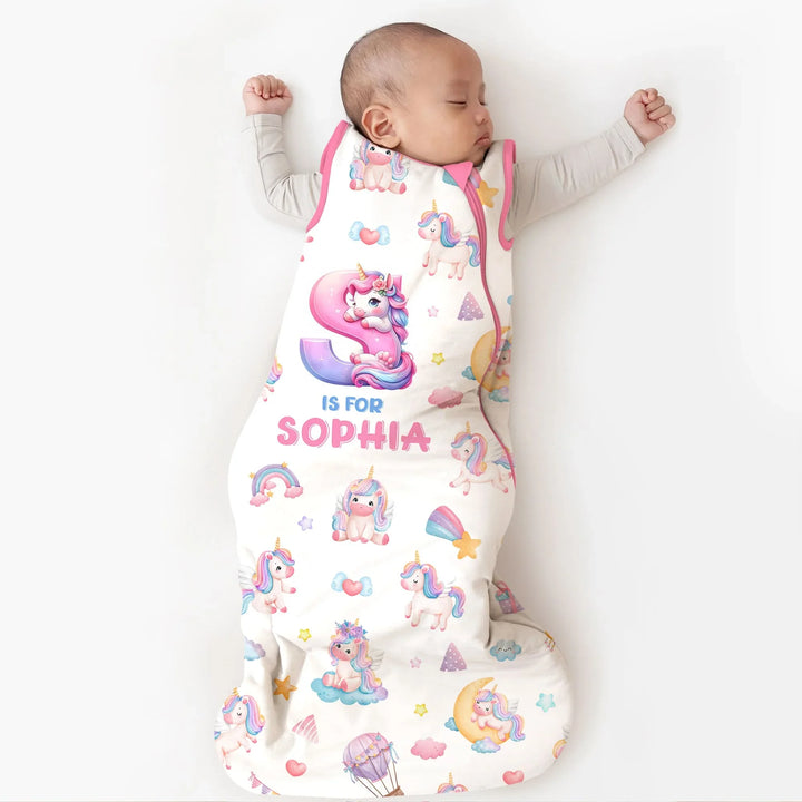 Unicorn Dreams Custom Name Bamboo Sleep Bag