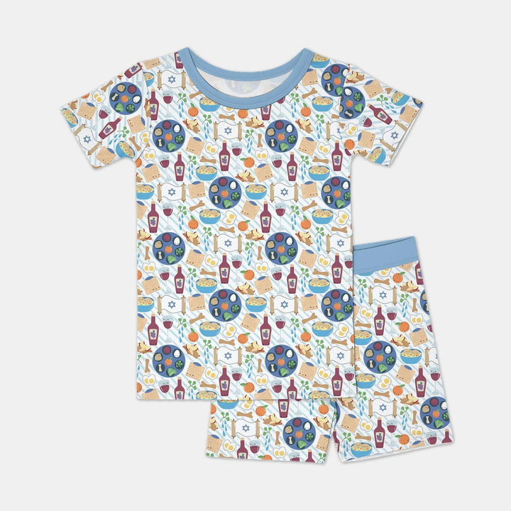 Passover Meal Bamboo Two Piece Short Sleeve Shorts Pajama Set