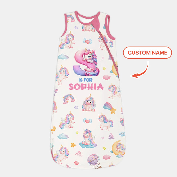 Unicorn Dreams Custom Name Bamboo Sleep Bag