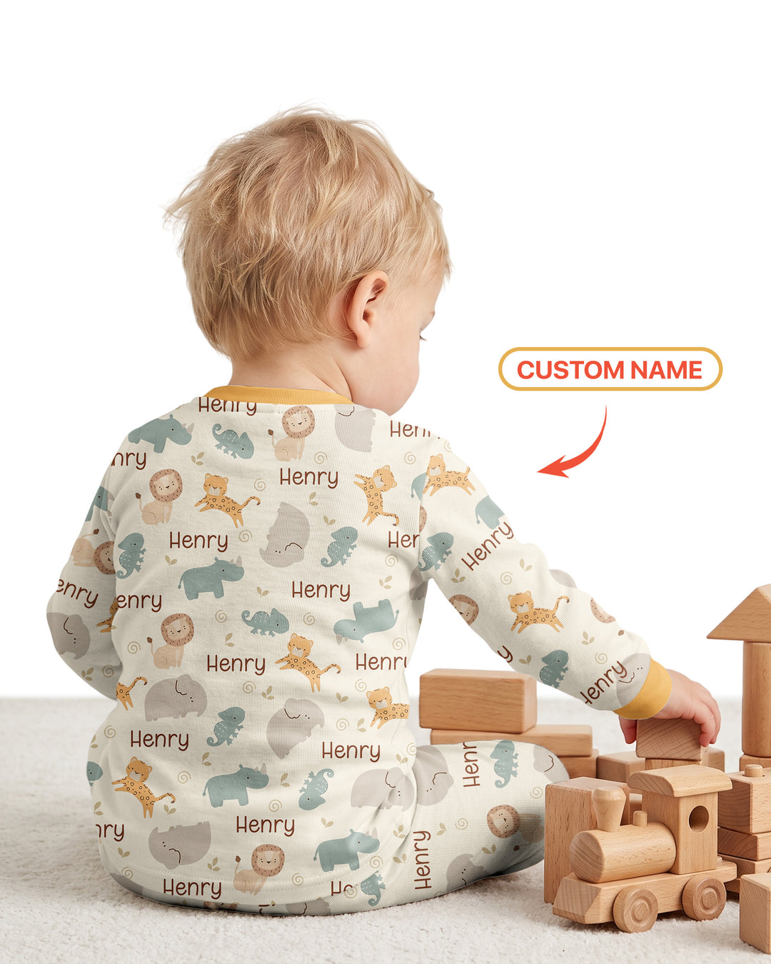 You Bet Giraffe I'm Cute Custom Name Bamboo Two Piece Long Sleeve Pajama Set