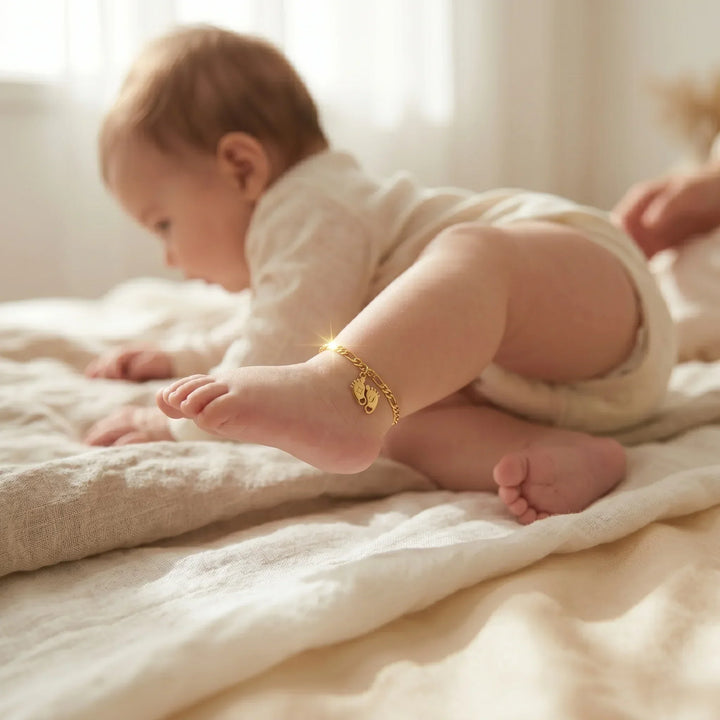 Tiny Steps: Personalized Baby Feet Anklet