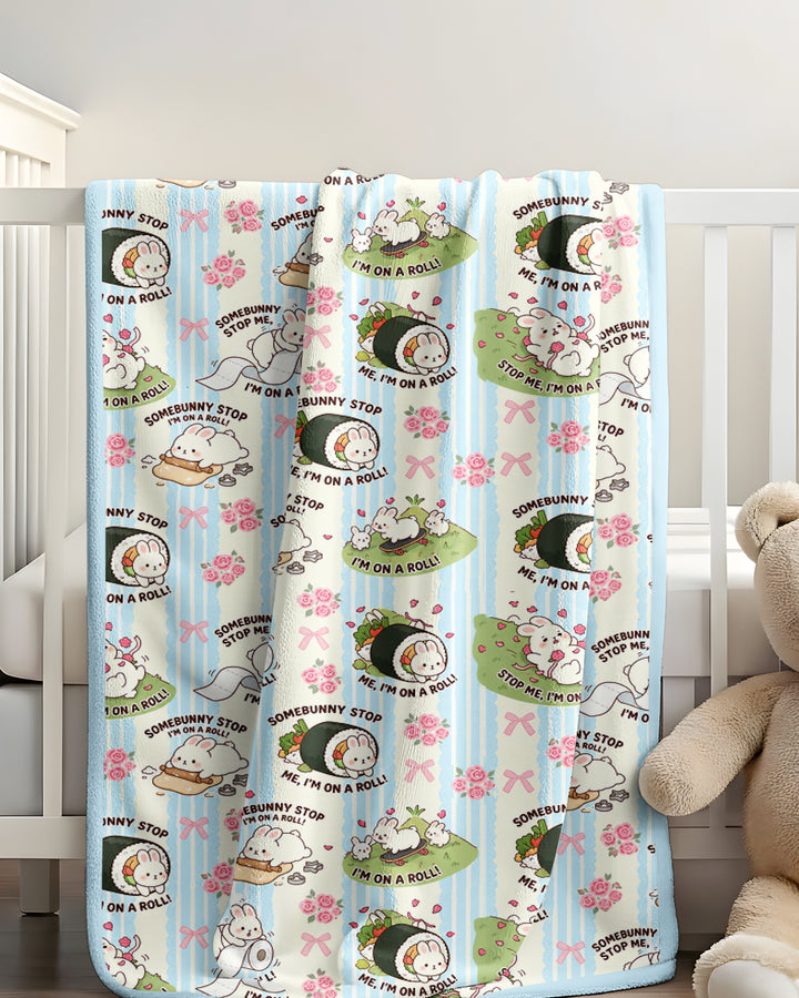 Bunny On A Roll Bamboo Blanket