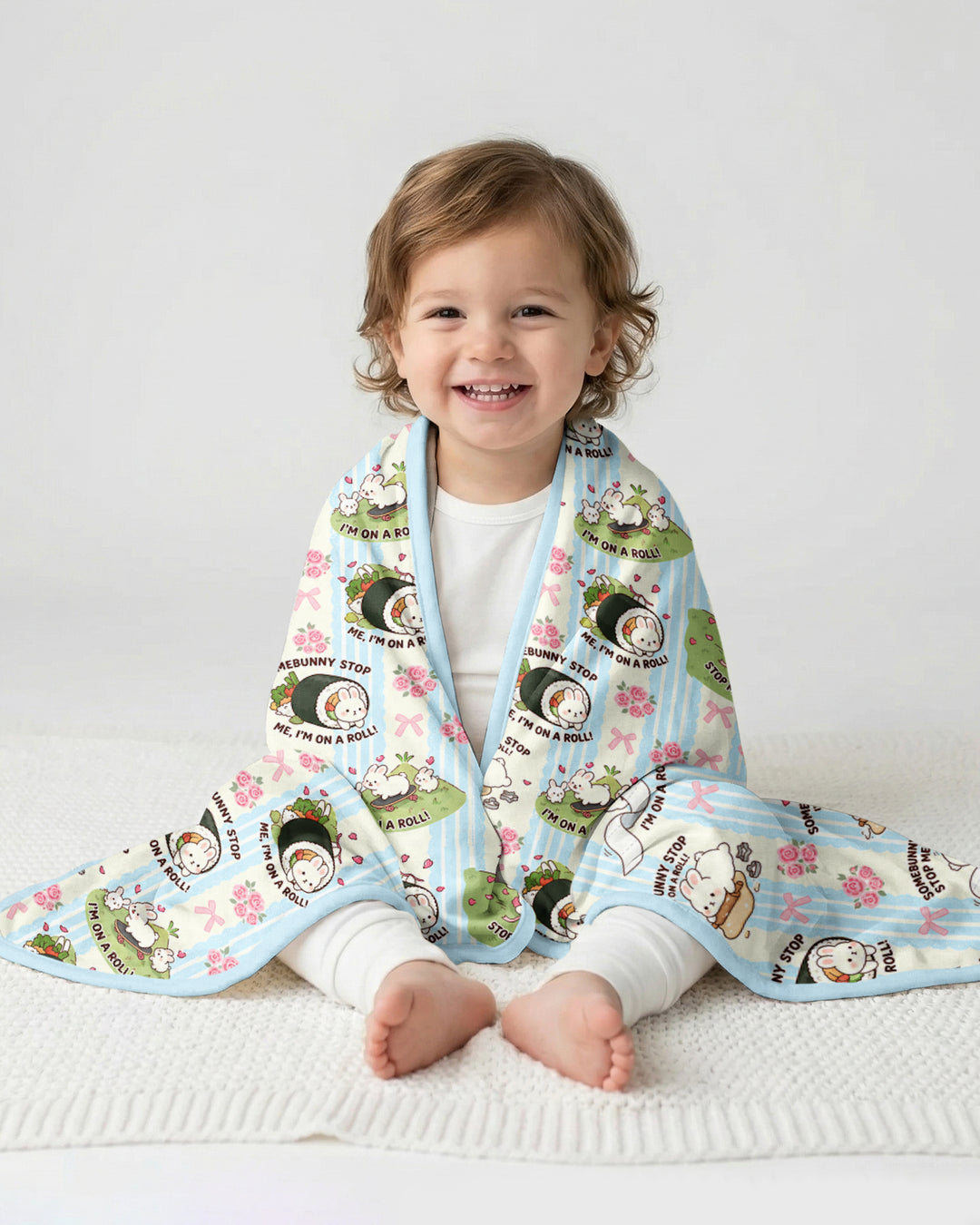 Bunny On A Roll Bamboo Blanket