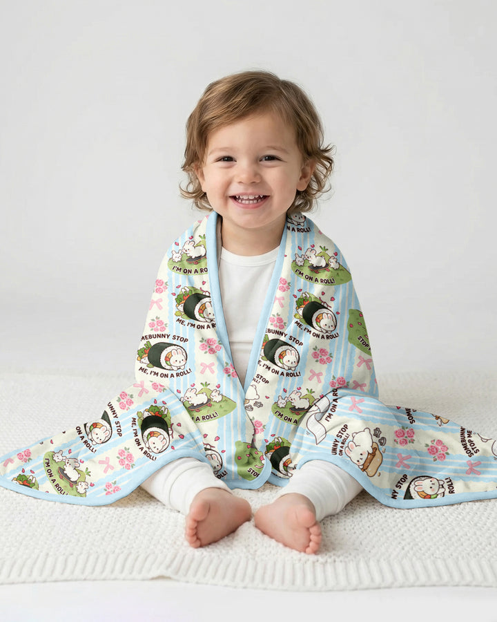 Bunny On A Roll Bamboo Blanket