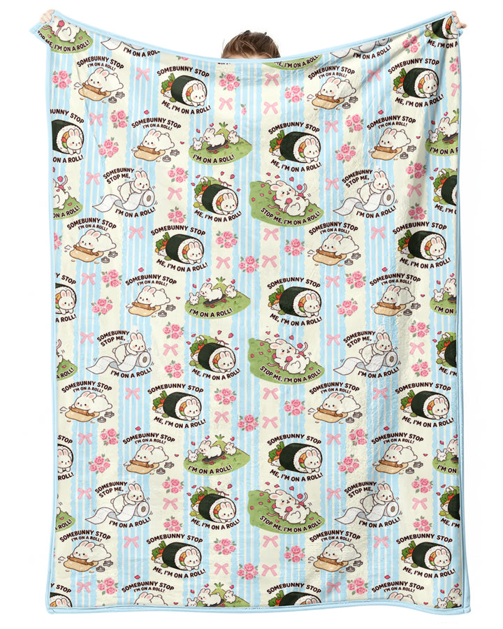 Bunny On A Roll Bamboo Blanket