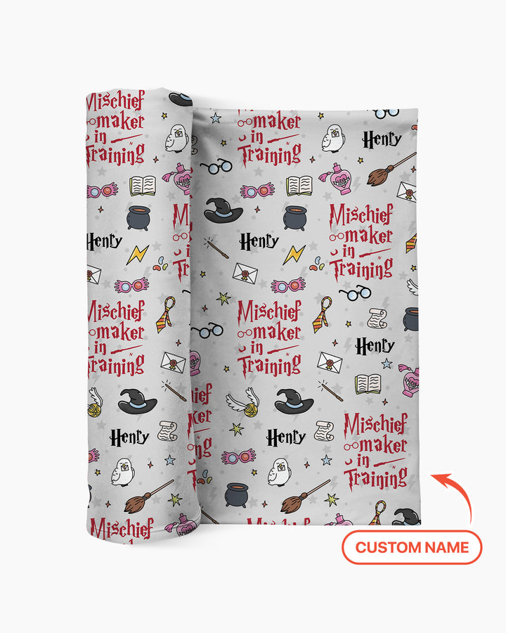 Custom Name Mischief Maker In Training swaddle blanket