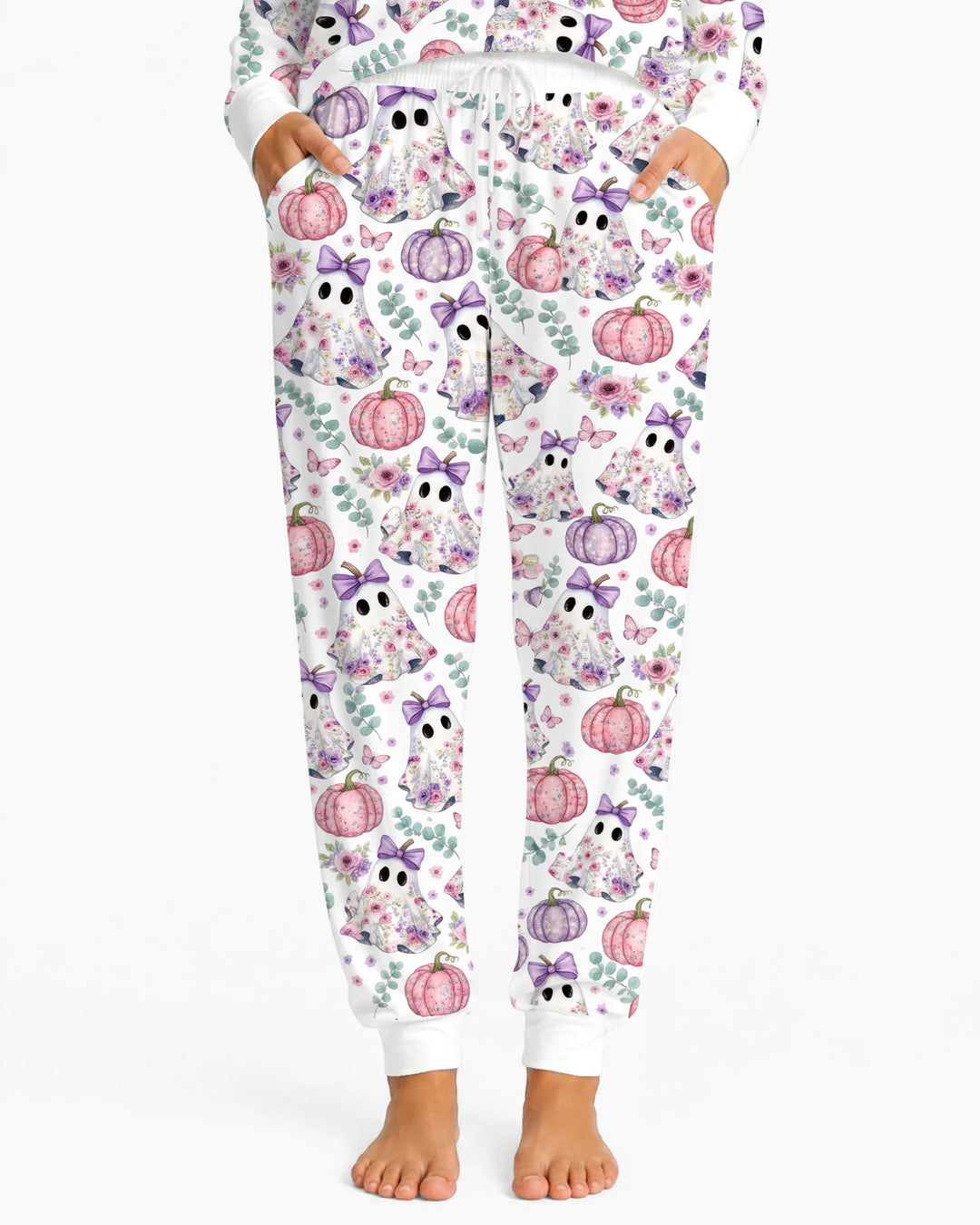 Floral Ghost & Pumpkin Garden Bamboo Women Pajama Set