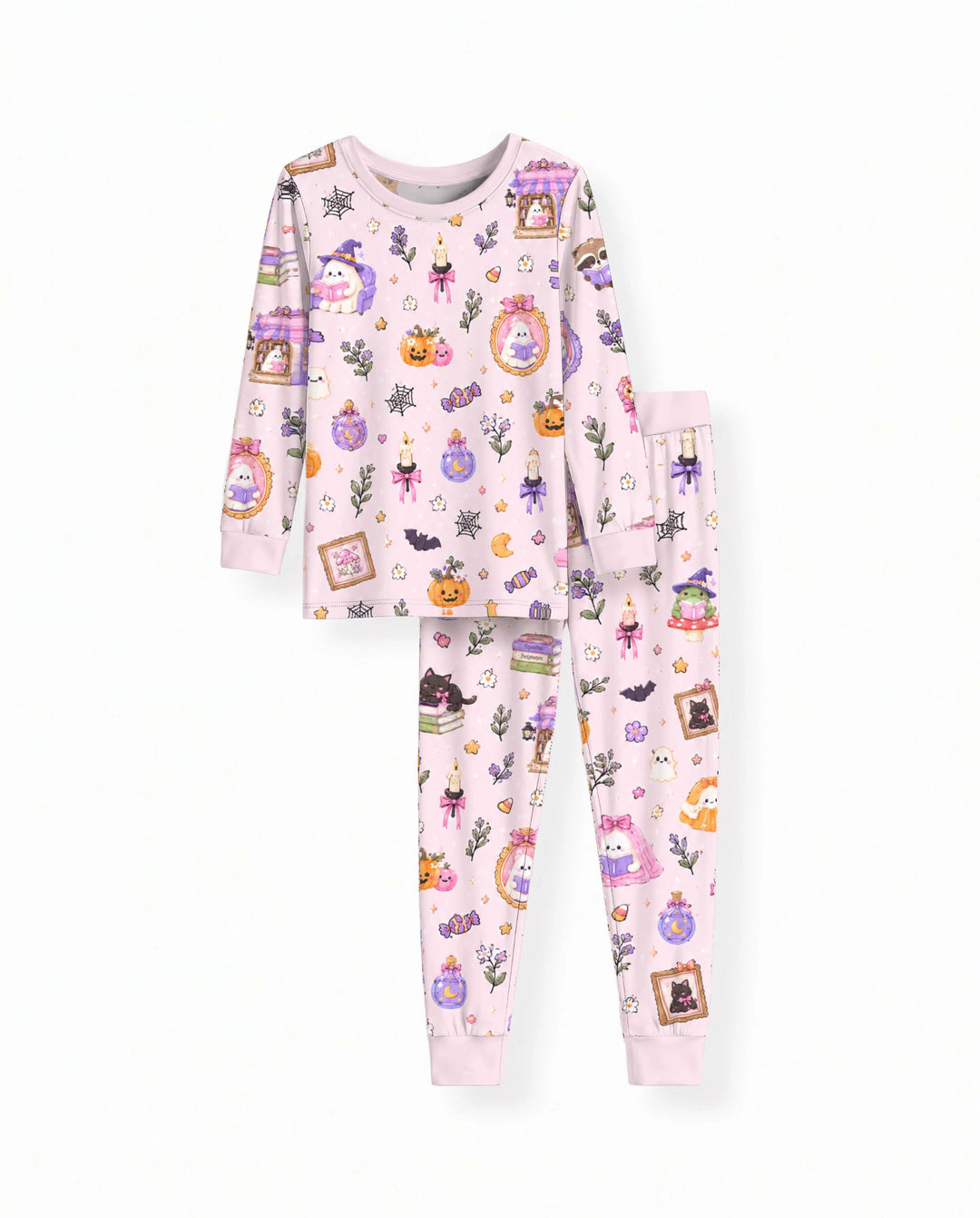 Cozy Ghost Book Club Halloween Bamboo Two Piece Long Sleeve Pajama Set