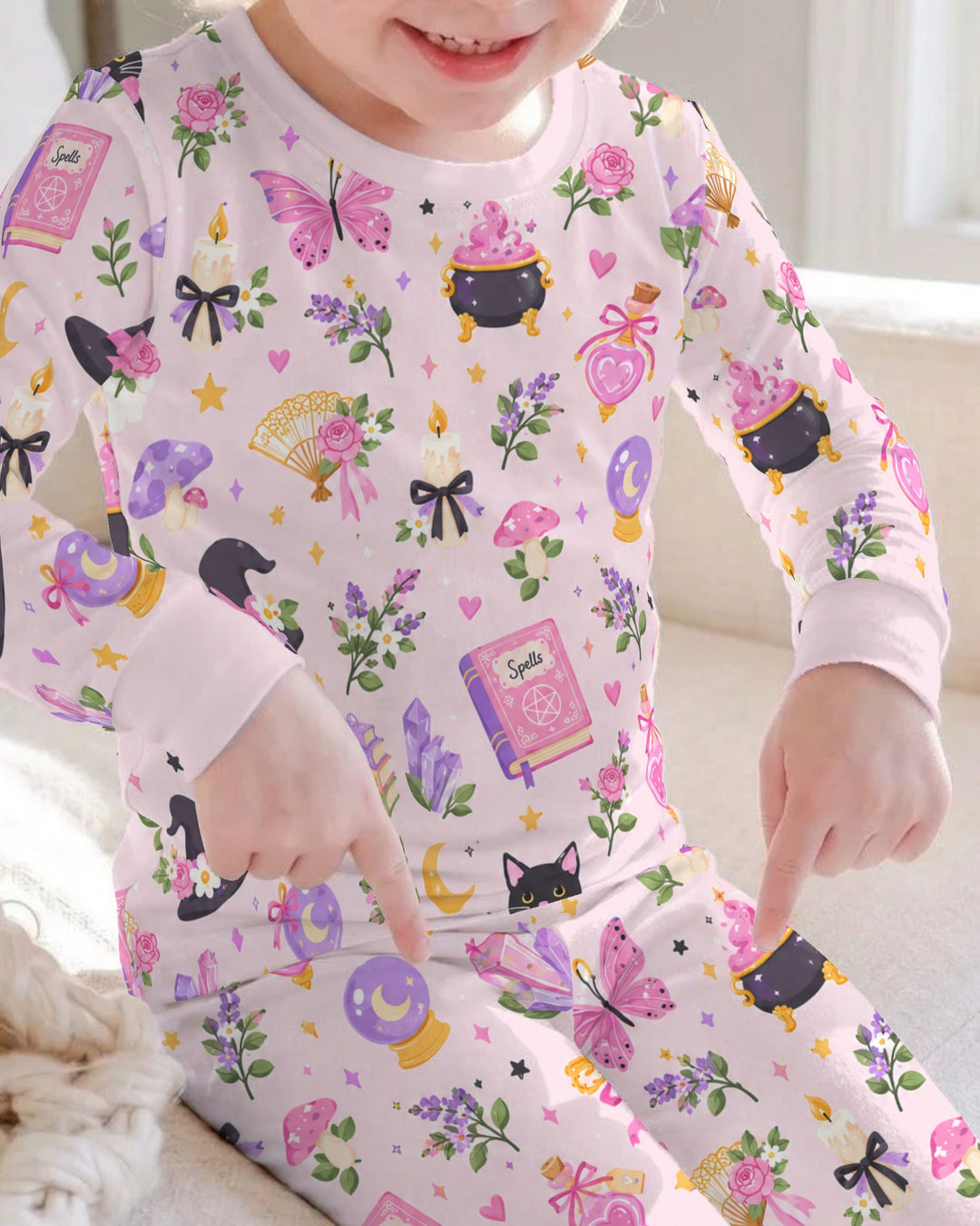 Floral Witchcraft Magic Garden Bamboo Two Piece Long Sleeve Pajama Set