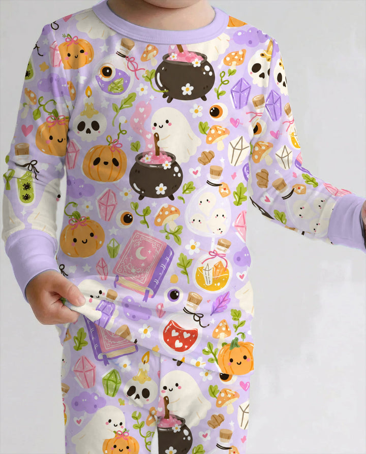 Ghost Potion Magic Garden Bamboo Two Piece Long Sleeve Pajama Set