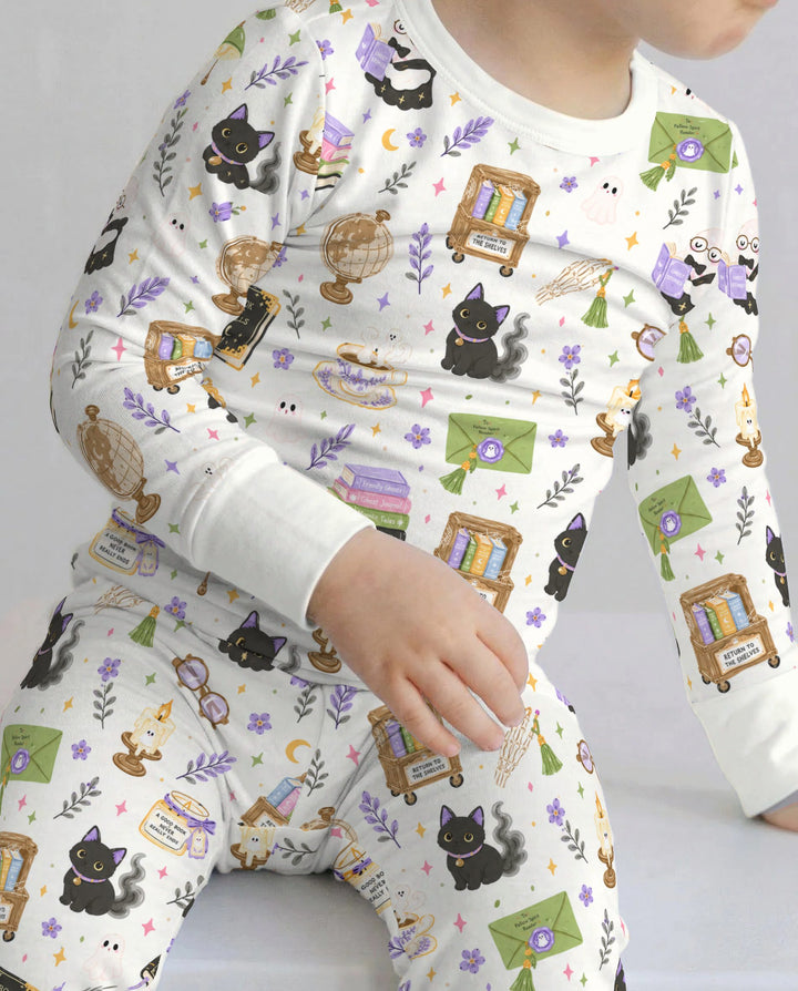 Haunted Library Ghost Stories Bamboo Two Piece Long Sleeve Pajama Set