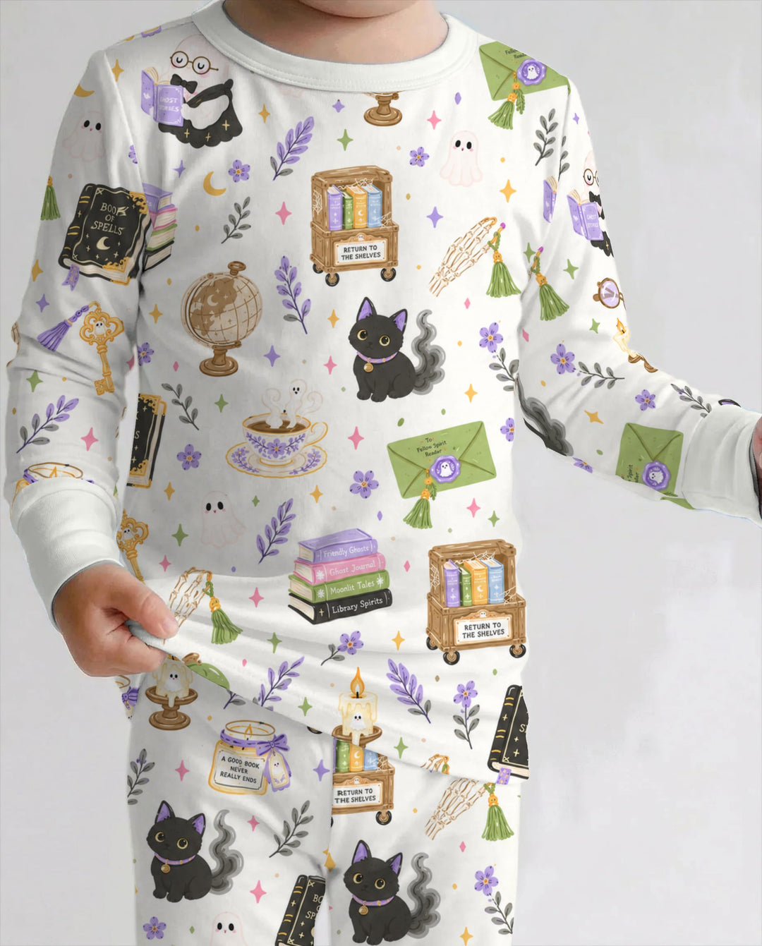 Haunted Library Ghost Stories Bamboo Two Piece Long Sleeve Pajama Set