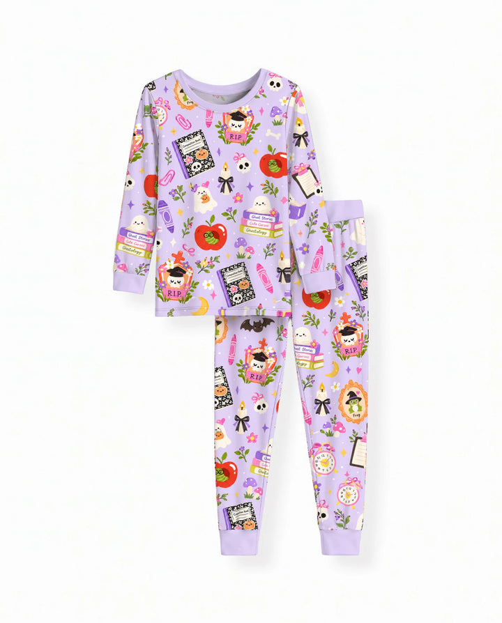 Spooky School Ghost Halloween Bamboo Two Piece Long Sleeve Pajama Set