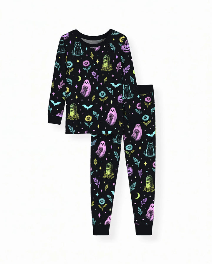 Neon Gothic Garden Halloween Bamboo Two Piece Long Sleeve Pajama Set