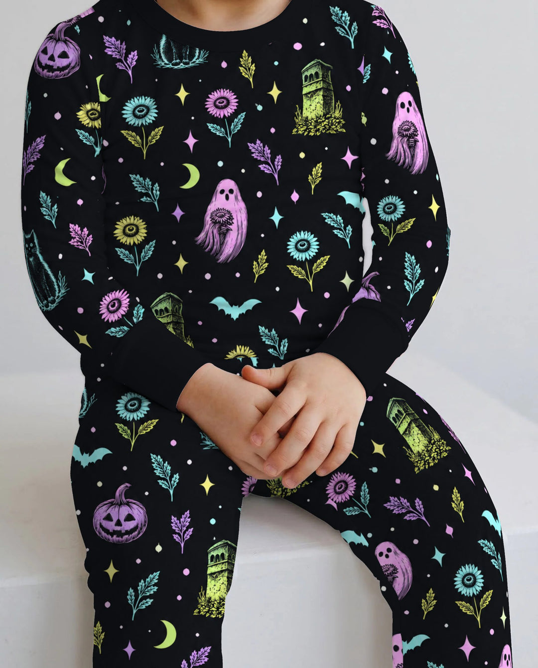 Neon Gothic Garden Halloween Bamboo Two Piece Long Sleeve Pajama Set