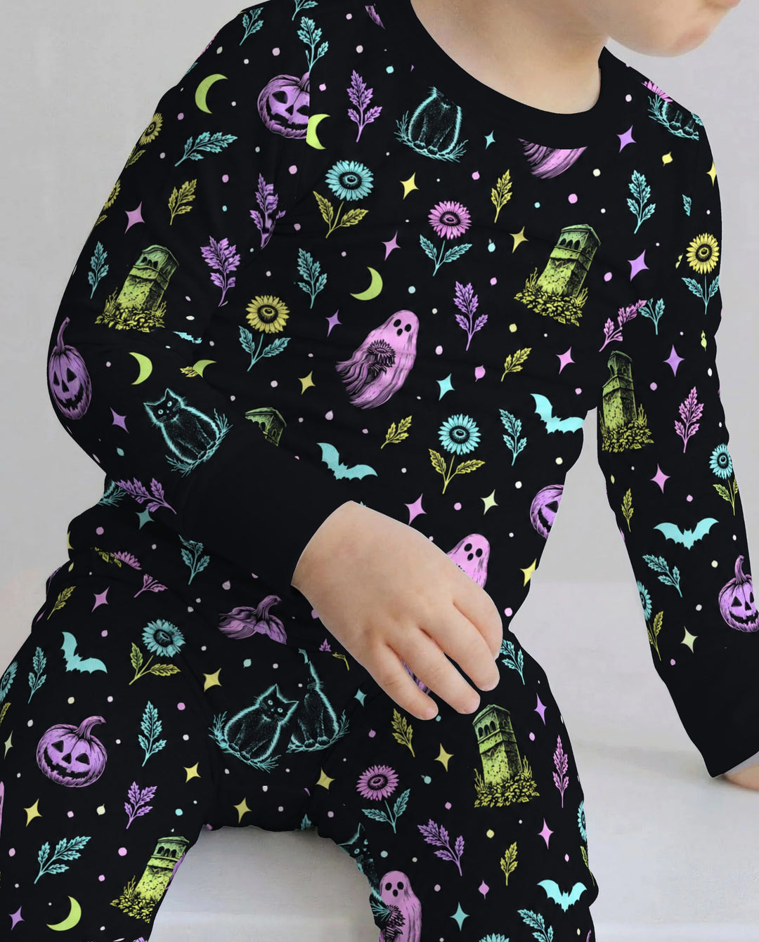 Neon Gothic Garden Halloween Bamboo Two Piece Long Sleeve Pajama Set
