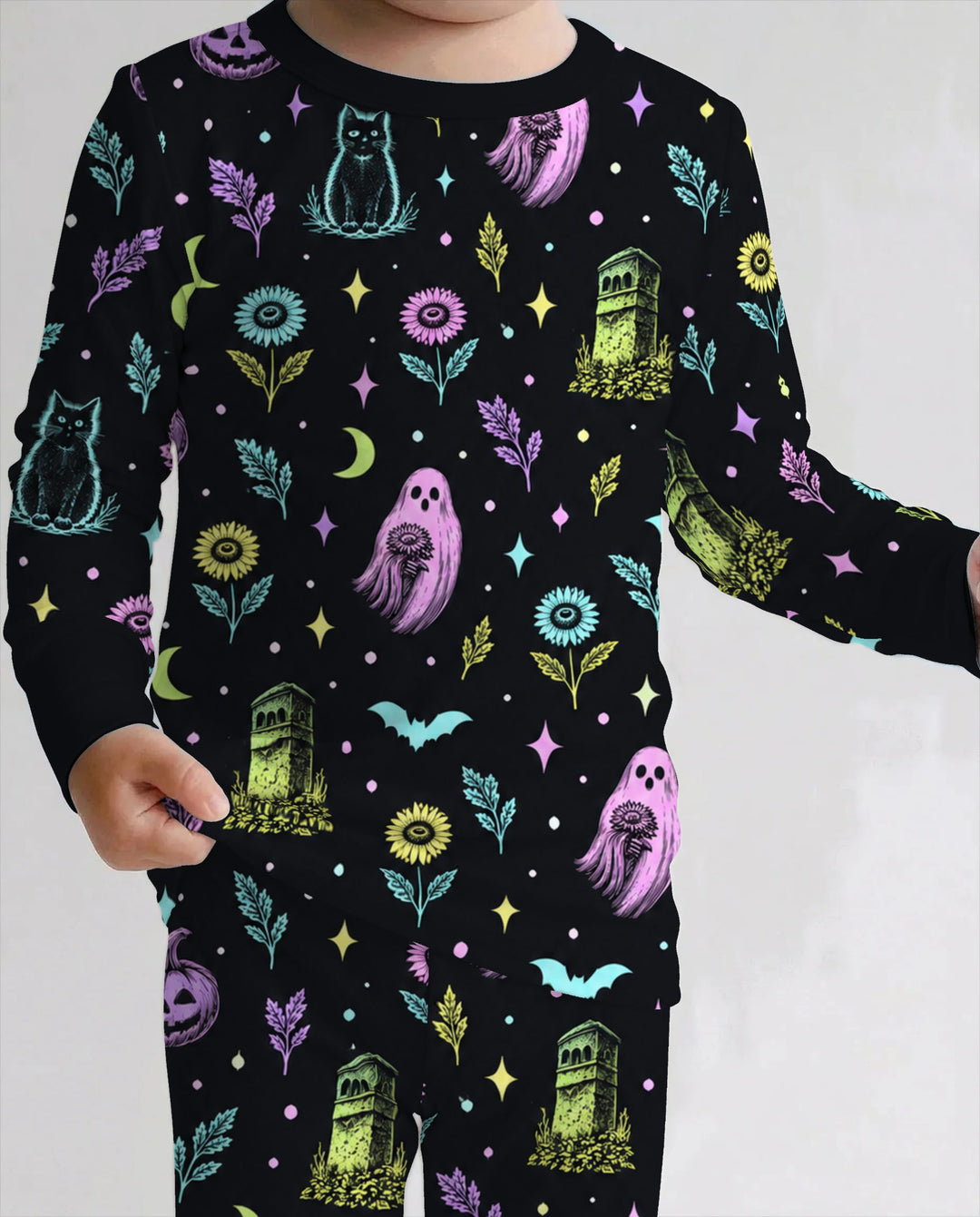 Neon Gothic Garden Halloween Bamboo Two Piece Long Sleeve Pajama Set