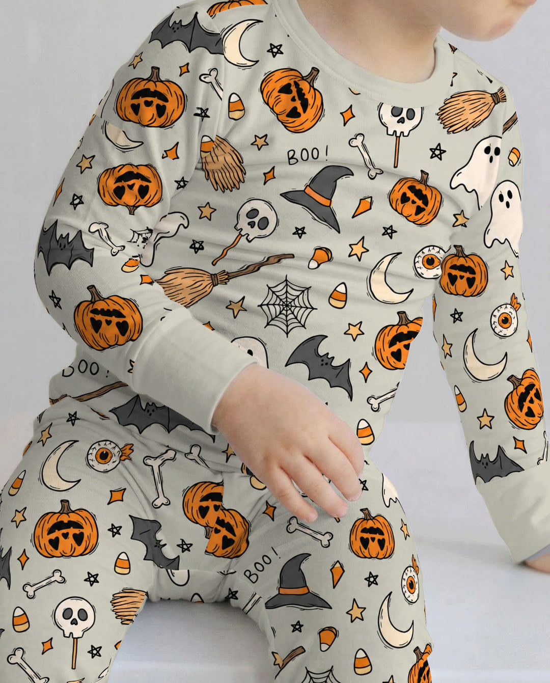 Witchy Halloween Doodles Bamboo Two Piece Long Sleeve Pajama Set