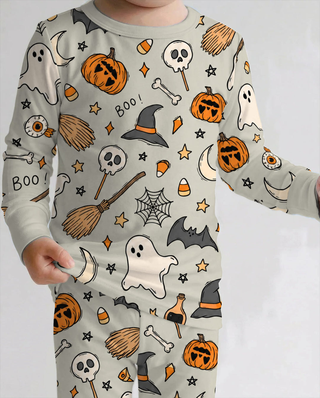 Witchy Halloween Doodles Bamboo Two Piece Long Sleeve Pajama Set