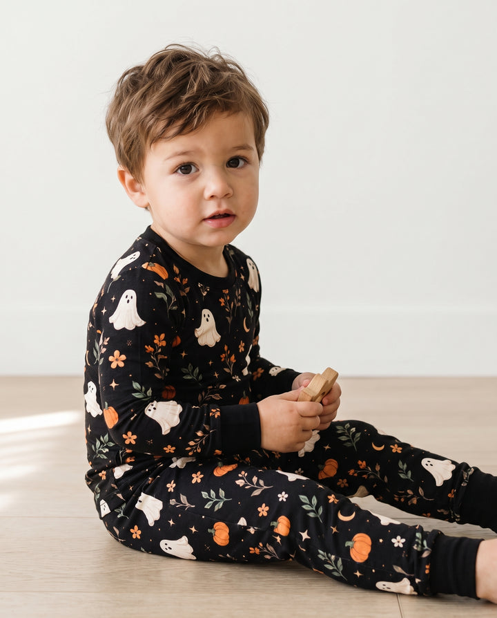 Autumn Ghost Botanical Bamboo Two Piece Long Sleeve Pajama Set