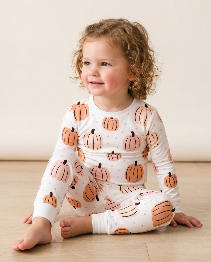 Blush Pumpkin Harvest Bamboo Two Piece Long Sleeve Pajama Set
