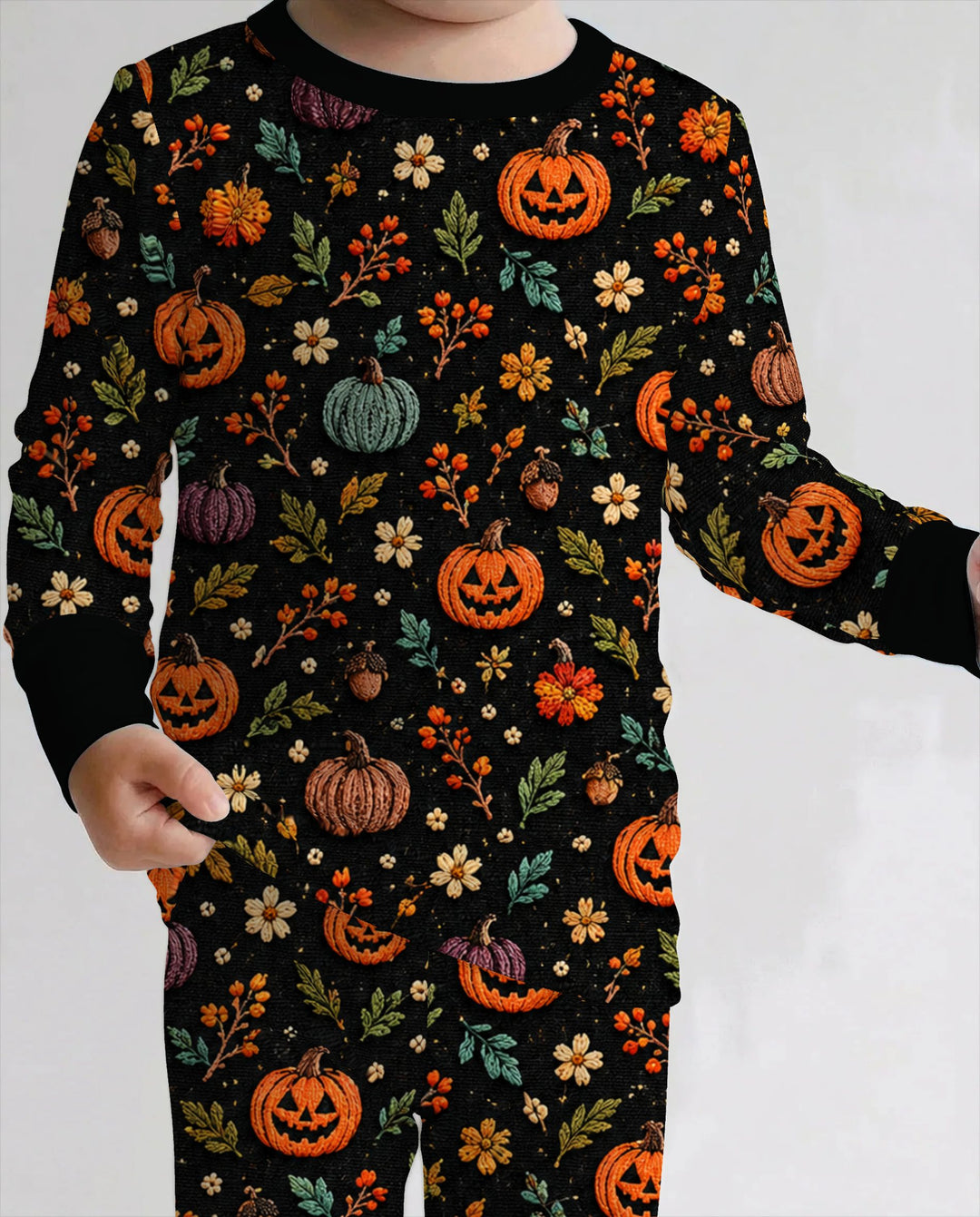 Vintage Pumpkin Botanical Night Bamboo Two Piece Long Sleeve Pajama Set