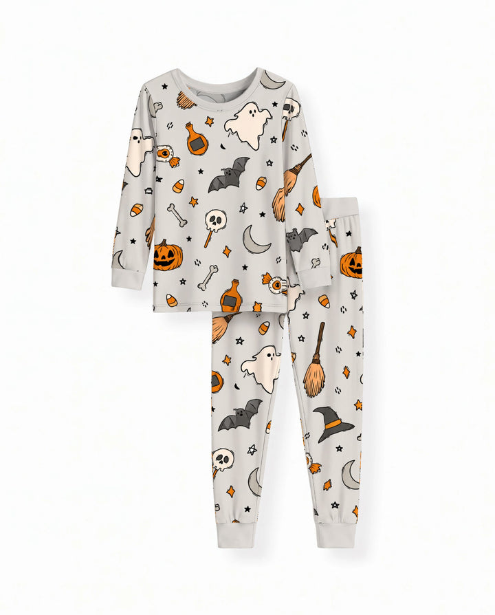 Classic Witchy Halloween Doodles Bamboo Two Piece Long Sleeve Pajama Set