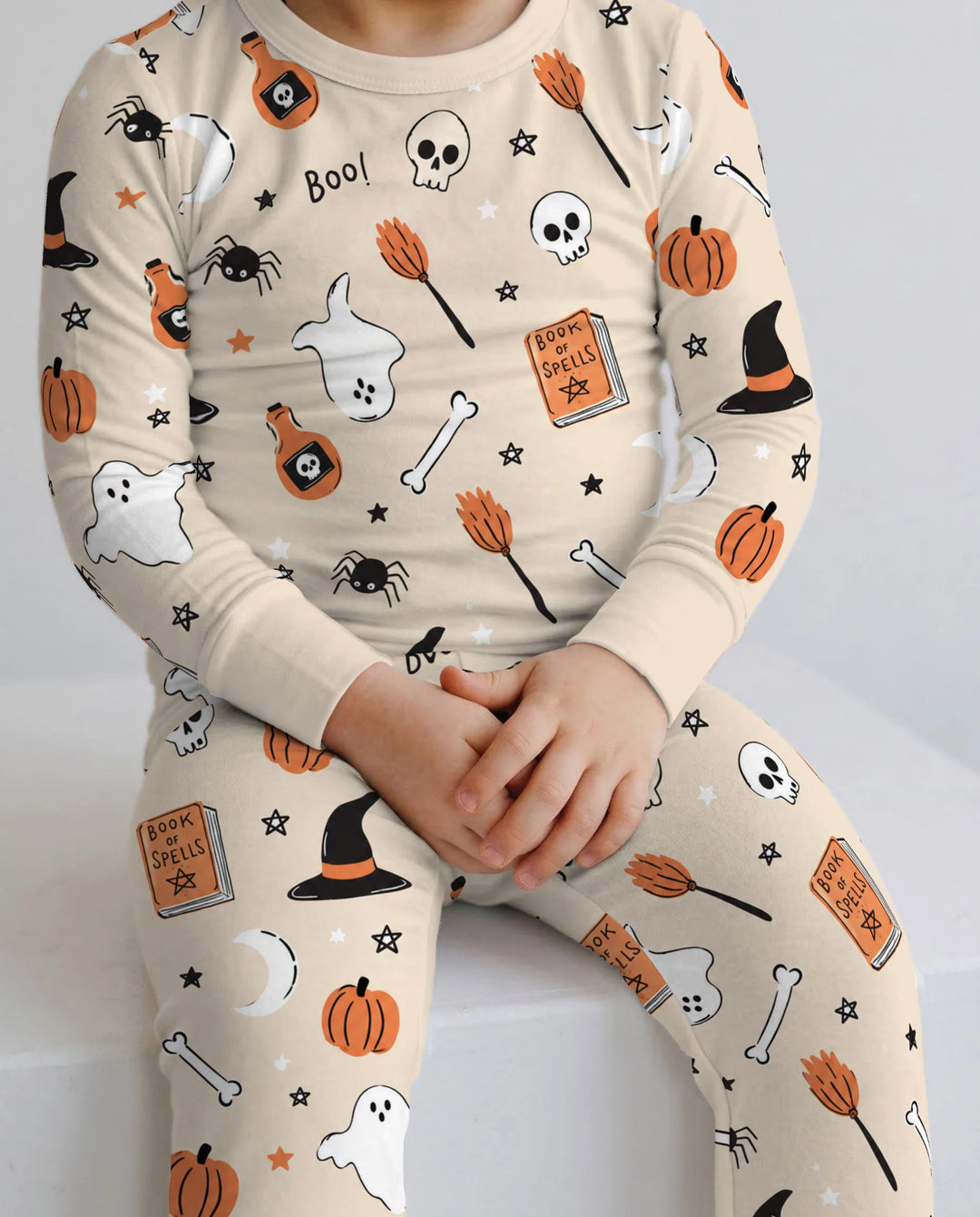 Cozy Witchy Halloween Doodles Bamboo Two Piece Long Sleeve Pajama Set