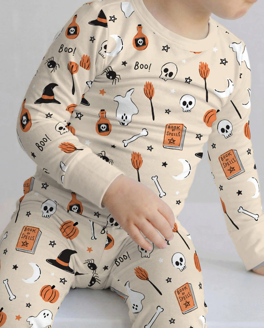 Cozy Witchy Halloween Doodles Bamboo Two Piece Long Sleeve Pajama Set