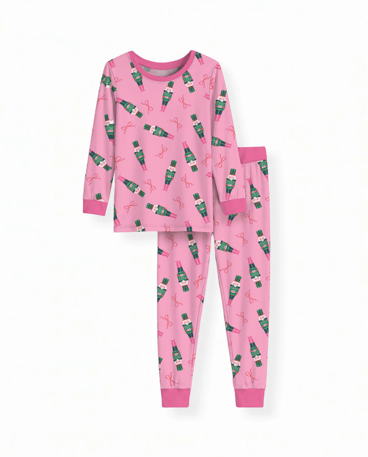 Pink Nutcracker Christmas Bamboo Two Piece Long Sleeve Pajama Set